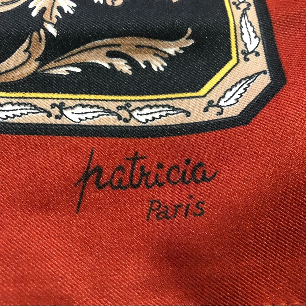 Patricia Paris Ancient Roman Neck Silky Scarf Shawl, Rust Orange and Cream